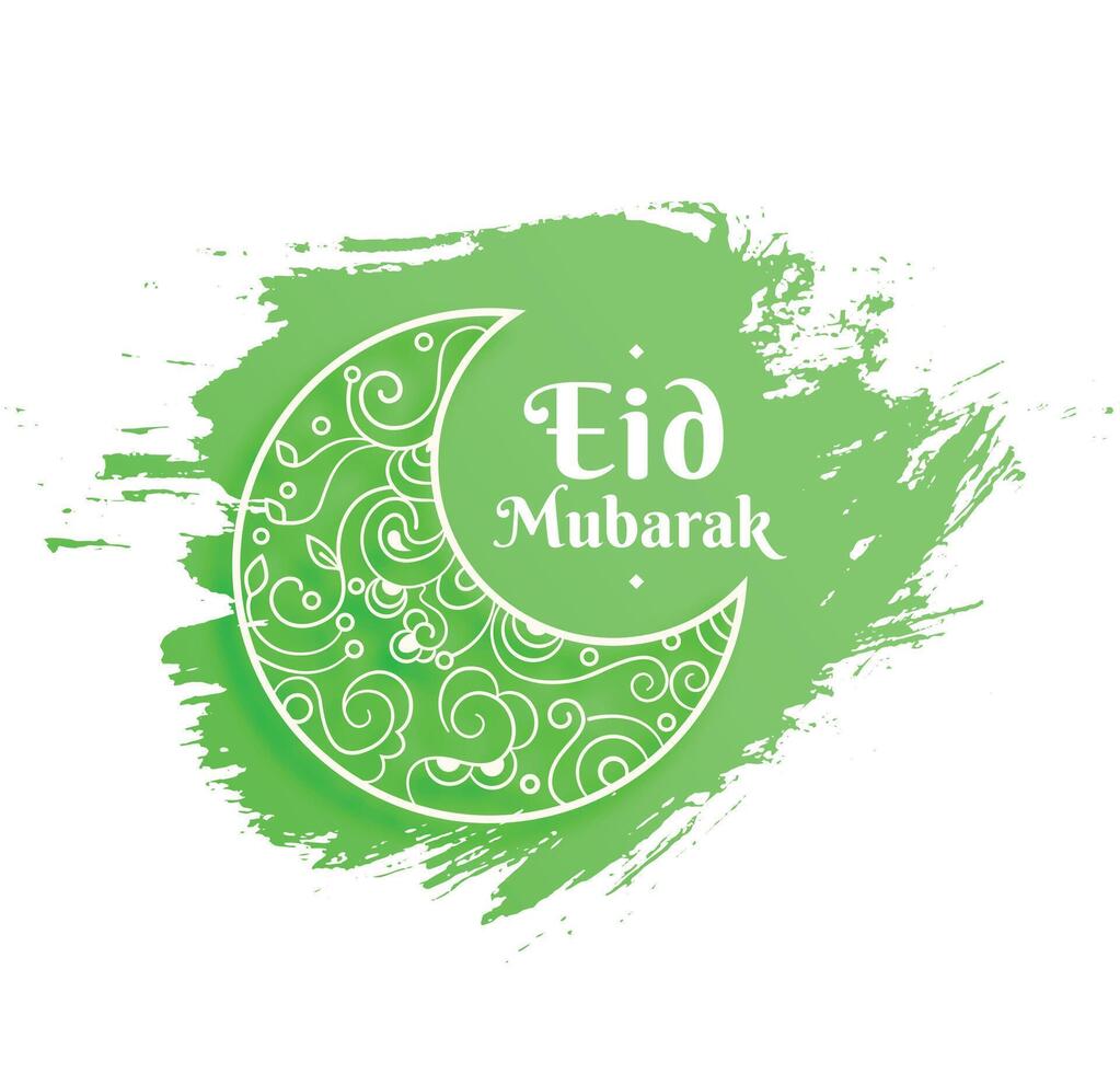 celebrate eid al fitr with grungy background and crescent design vector