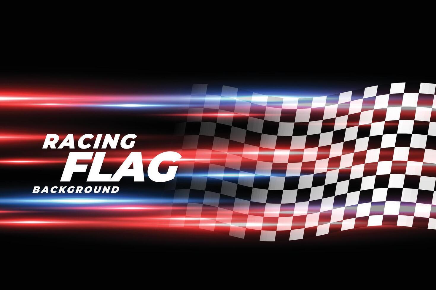 speed lights with checkered racing flag background vector