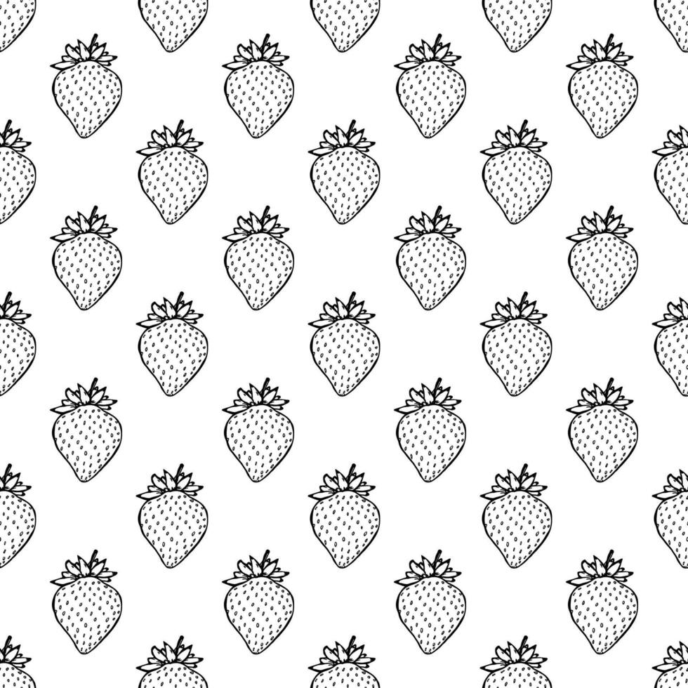 Seamless pattern with strawberry doodle for decorative print, wrapping paper, greeting cards, wallpaper and fabric vector