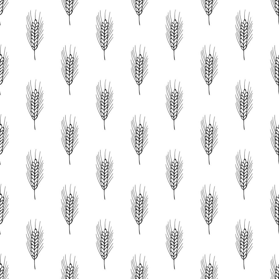 Seamless pattern with wheat doodle for decorative print, wrapping paper, greeting cards, wallpaper and fabric vector