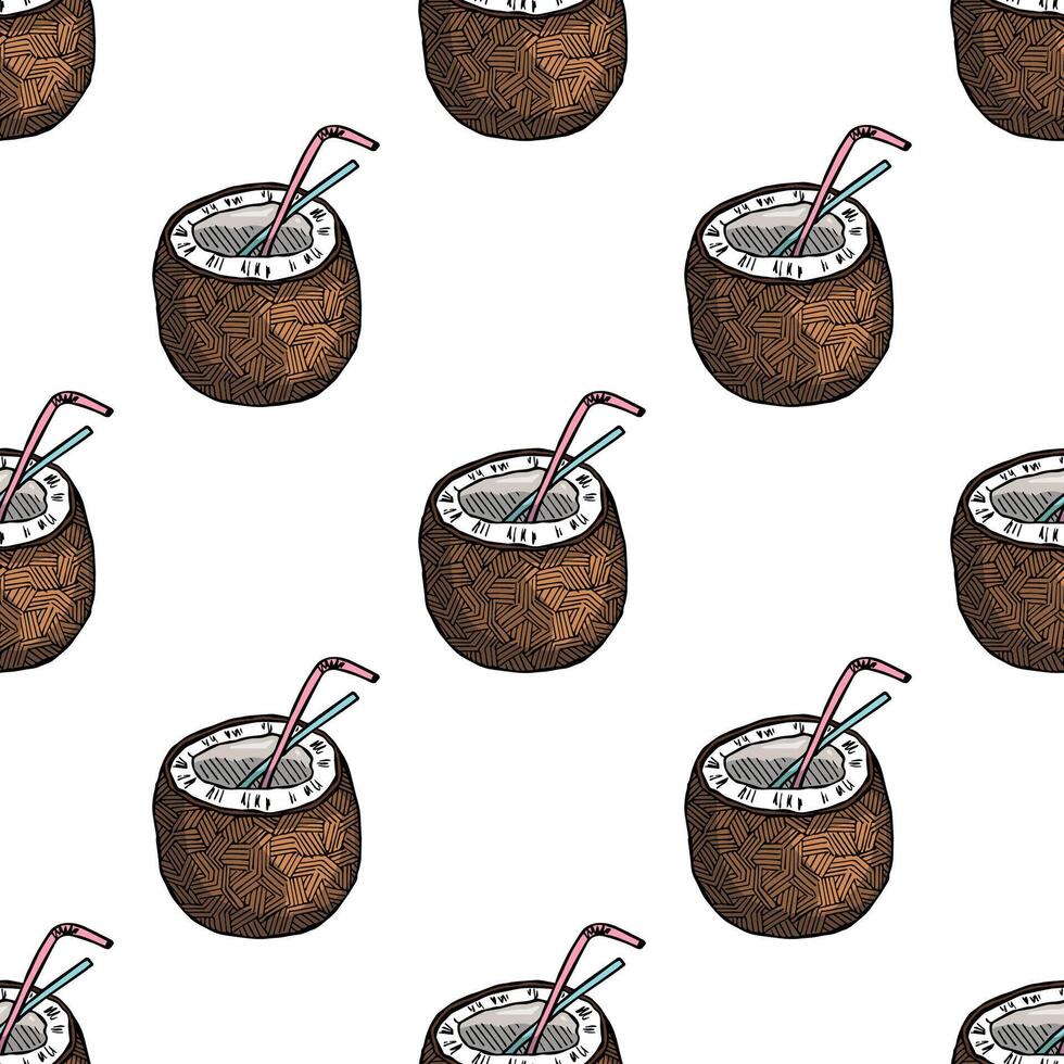 Seamless pattern with coconut doodle for decorative print, wrapping paper, greeting cards, wallpaper and fabric vector