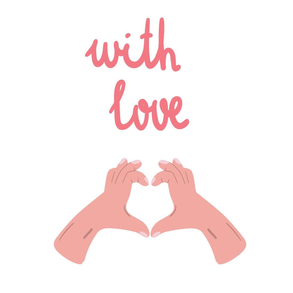 Heart sign with hands with love flat design vector