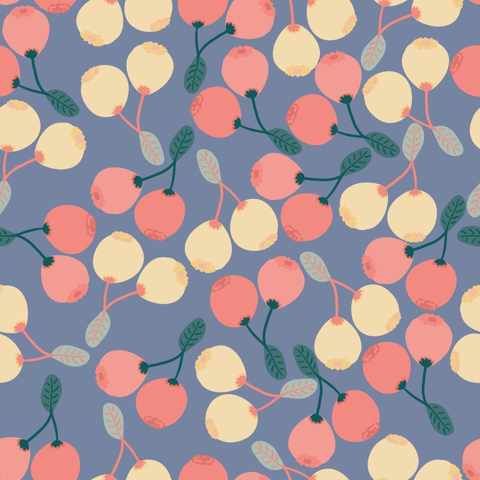Flat design pink and yellow berries seamless pattern vector