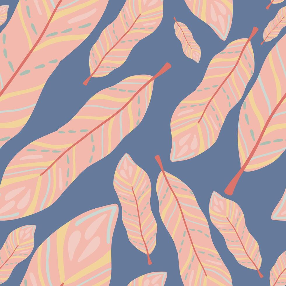 Indian feather bright flat design pink colour seamless pattern vector
