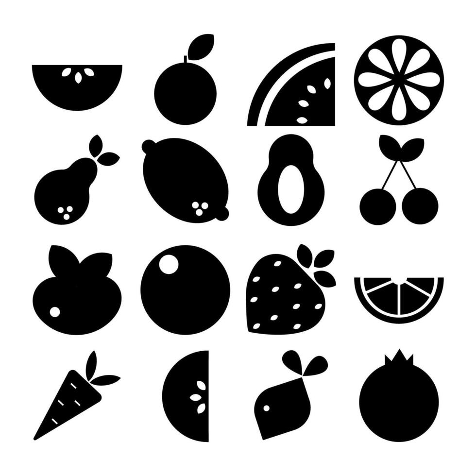Geometric modern Abstract vegetables fruits silhouette. Bauhaus vector