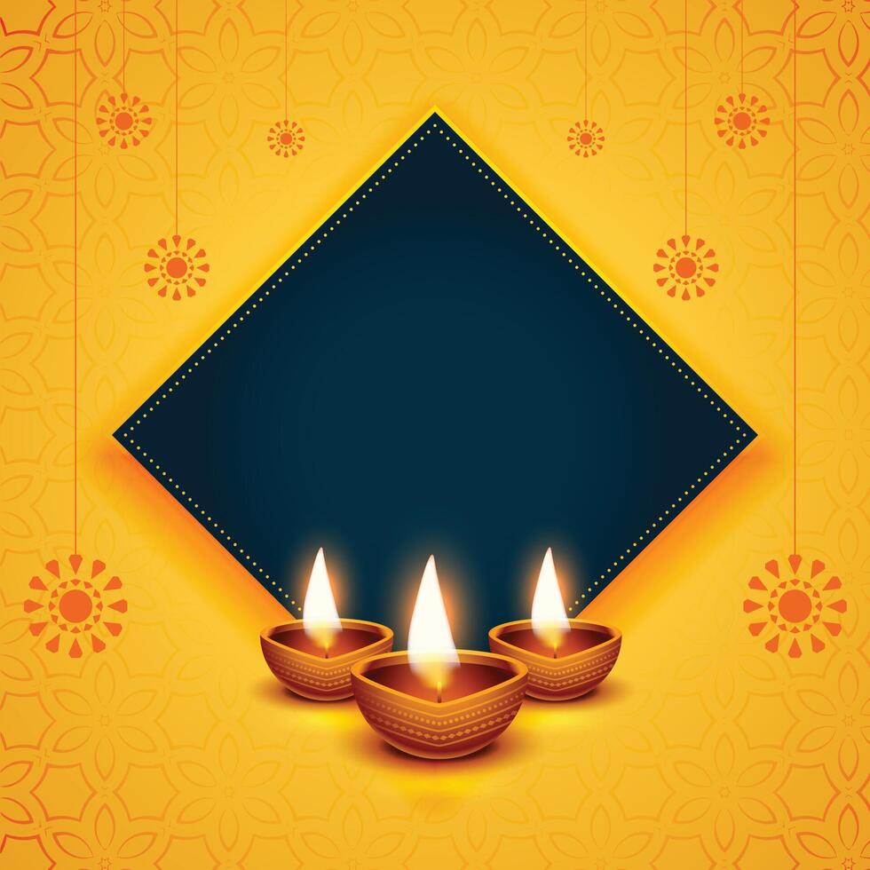 decorative happy diwali festival background with text space vector