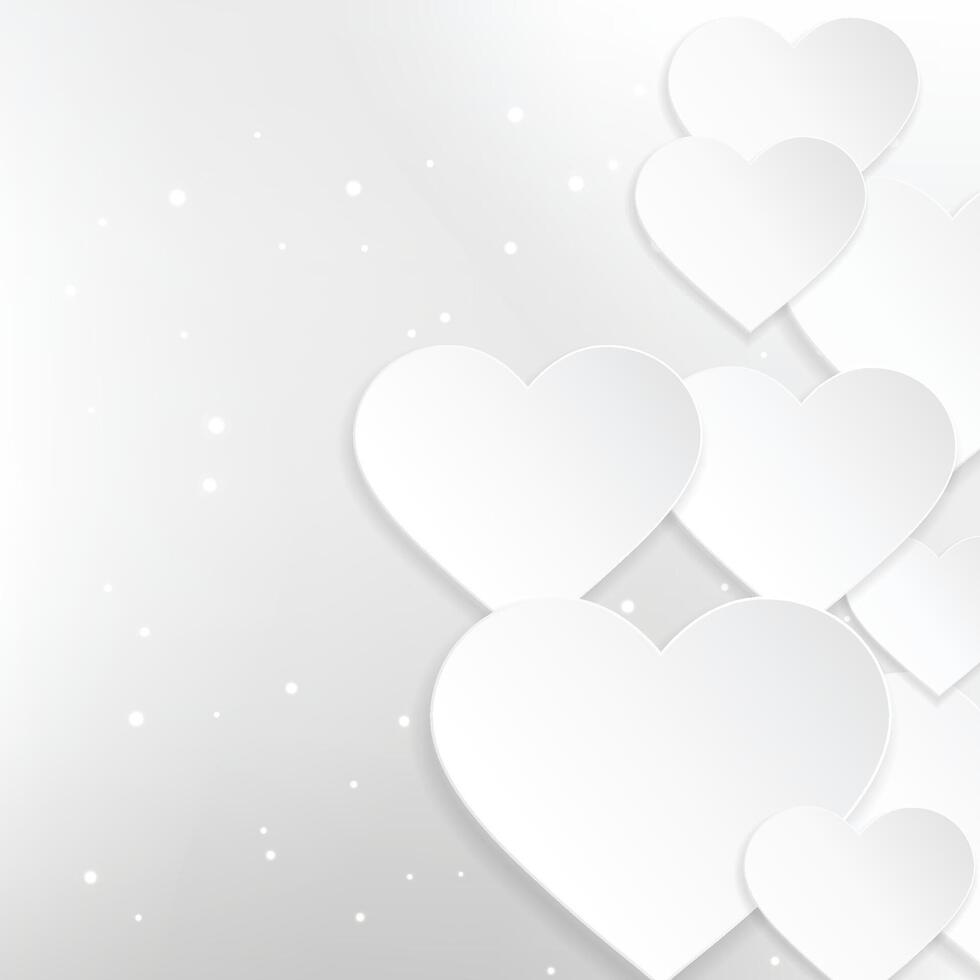 Background of beautiful white hearts vector