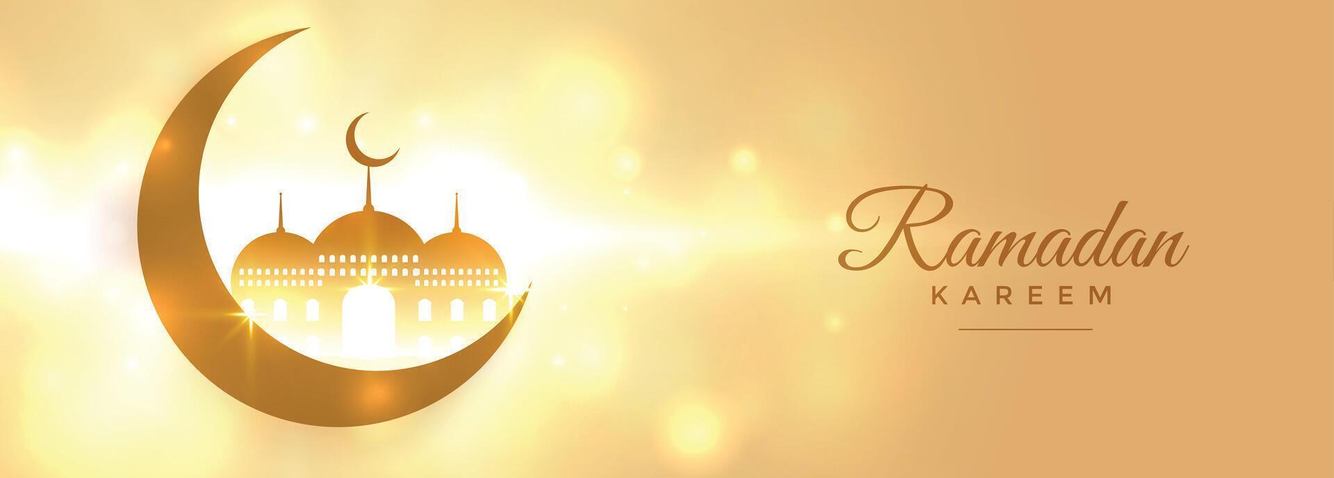 hermosa Ramadán kareem celestial bandera diseño vector