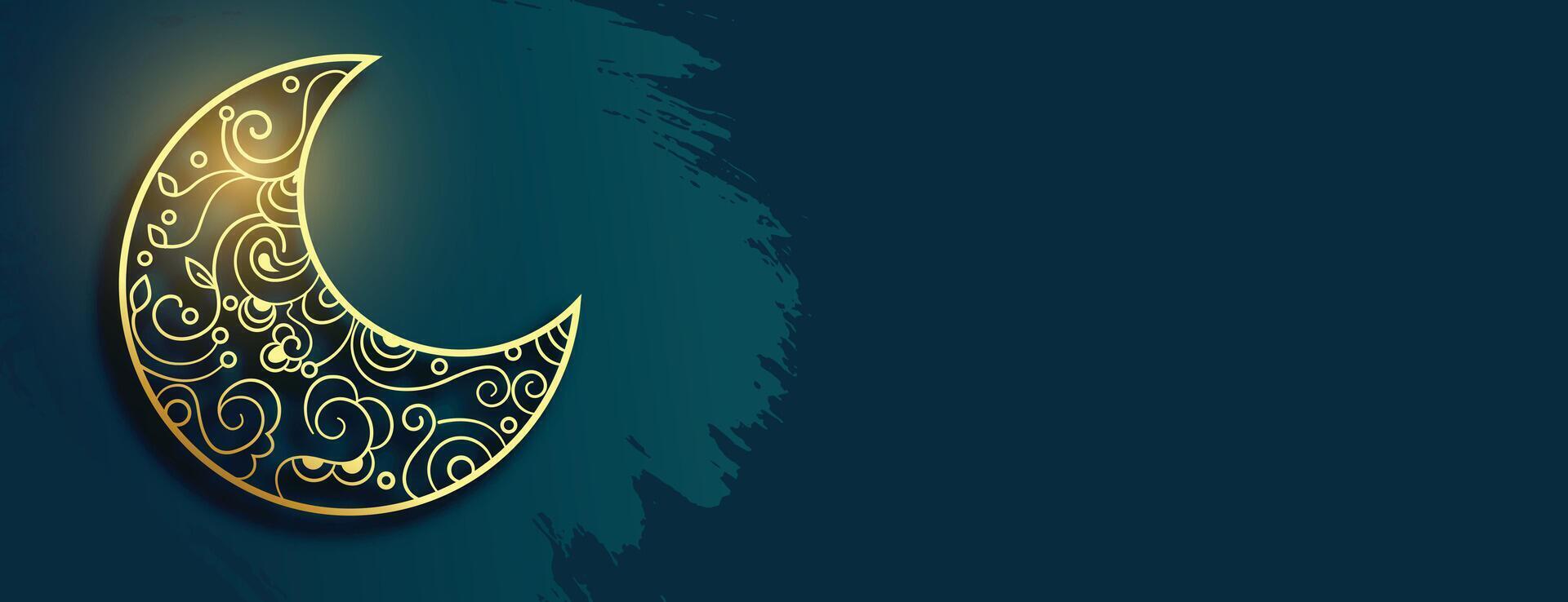 modern islamic style golden crescent wallpaper with text space vector