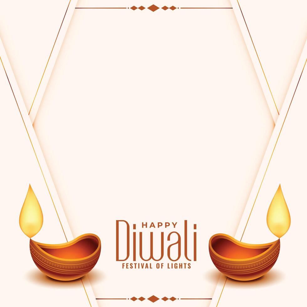 auspicious diwali diya background with text space vector