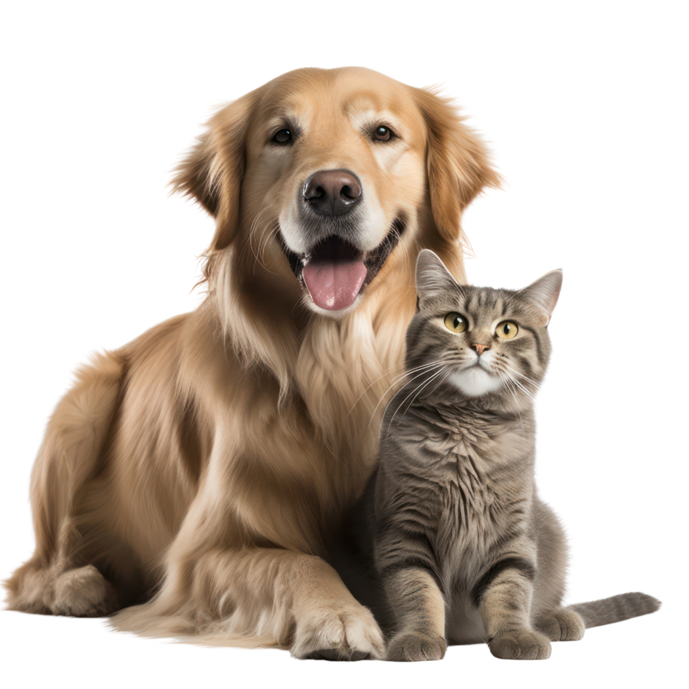 AI generated Dog and cat on transparent background png