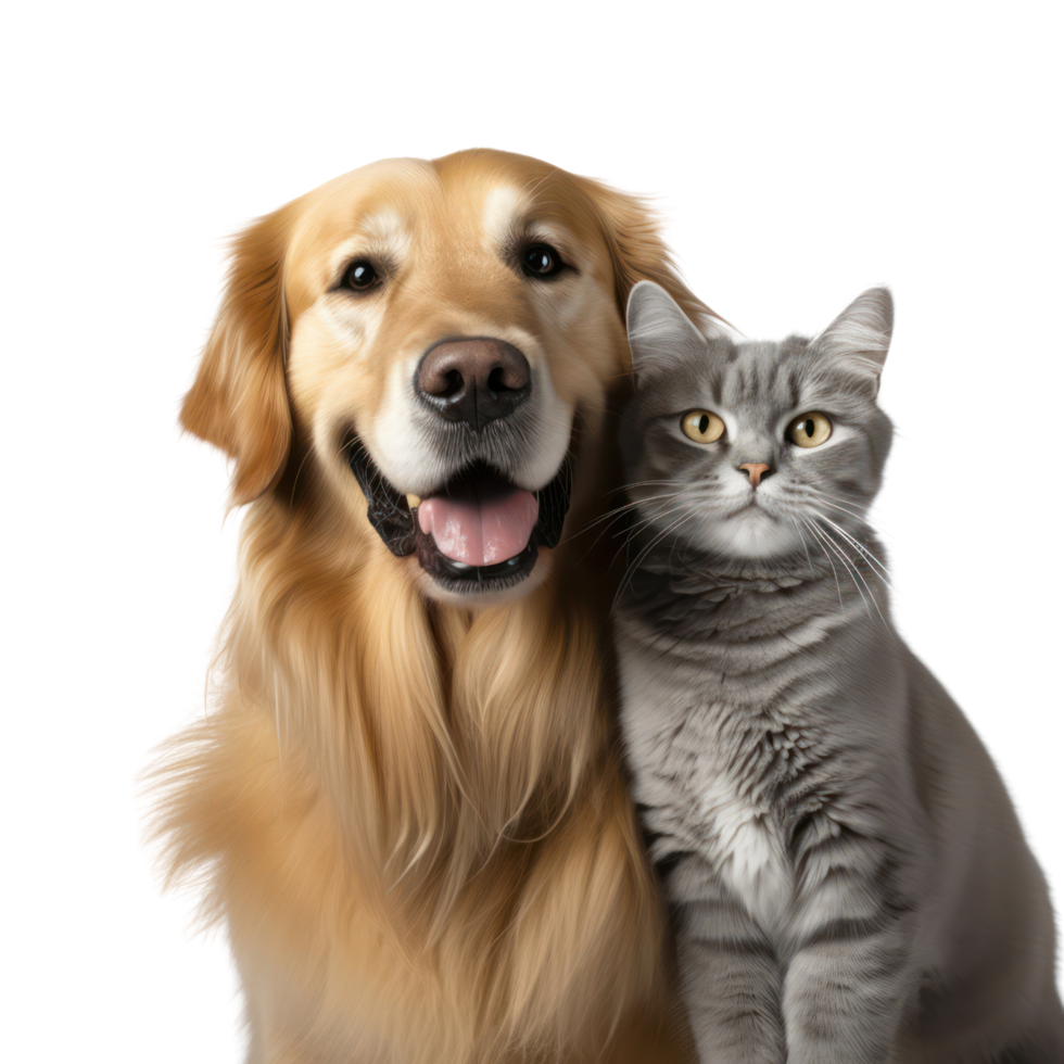 AI generated Dog and cat on transparent background png