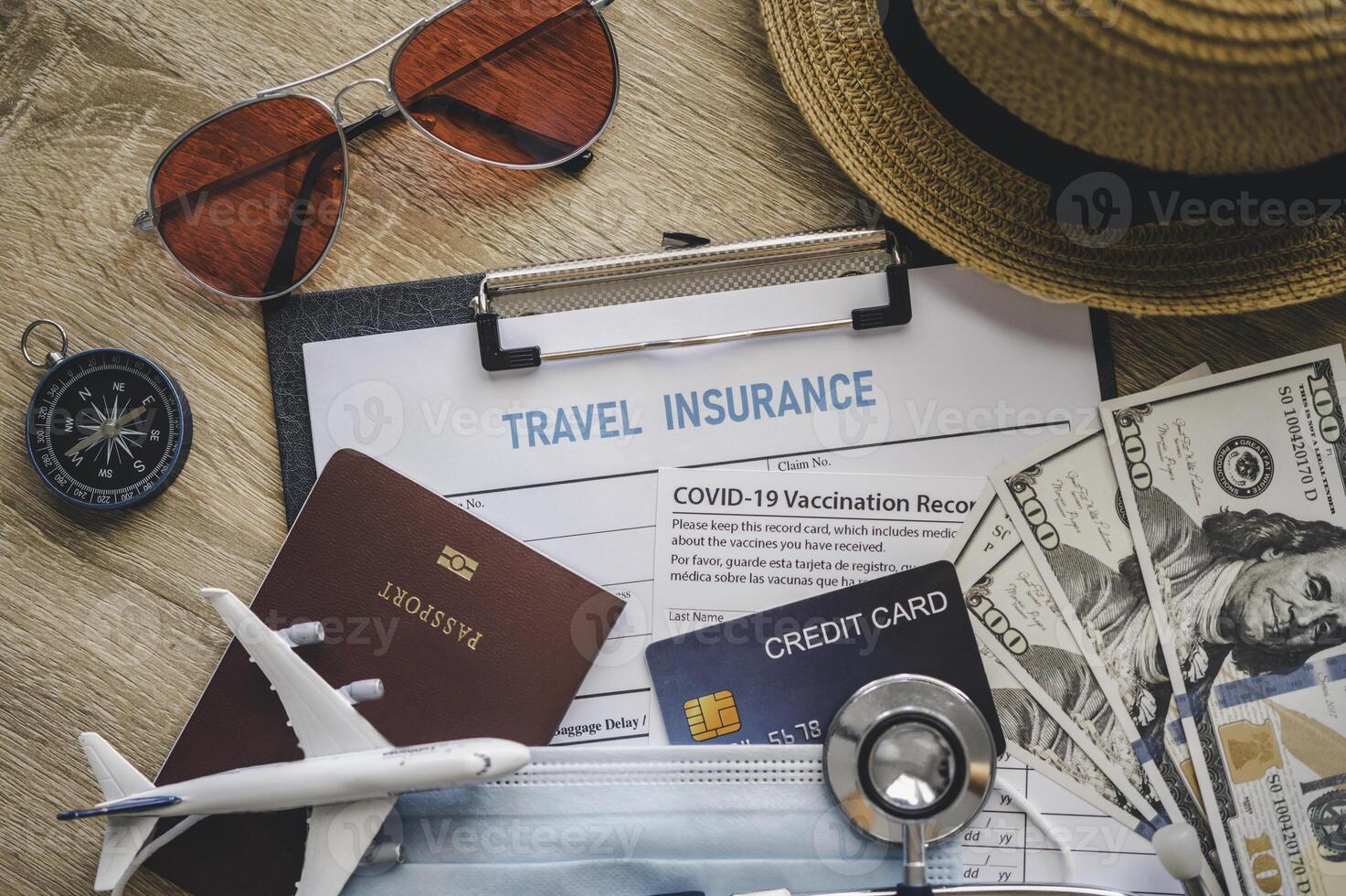 Travel insurance documents to help travelers feel confident in travel safety. photo