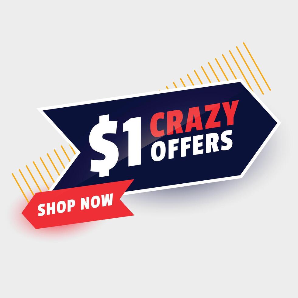 dollar one crazy sale offer banner 37749936 Vector Art at Vecteezy