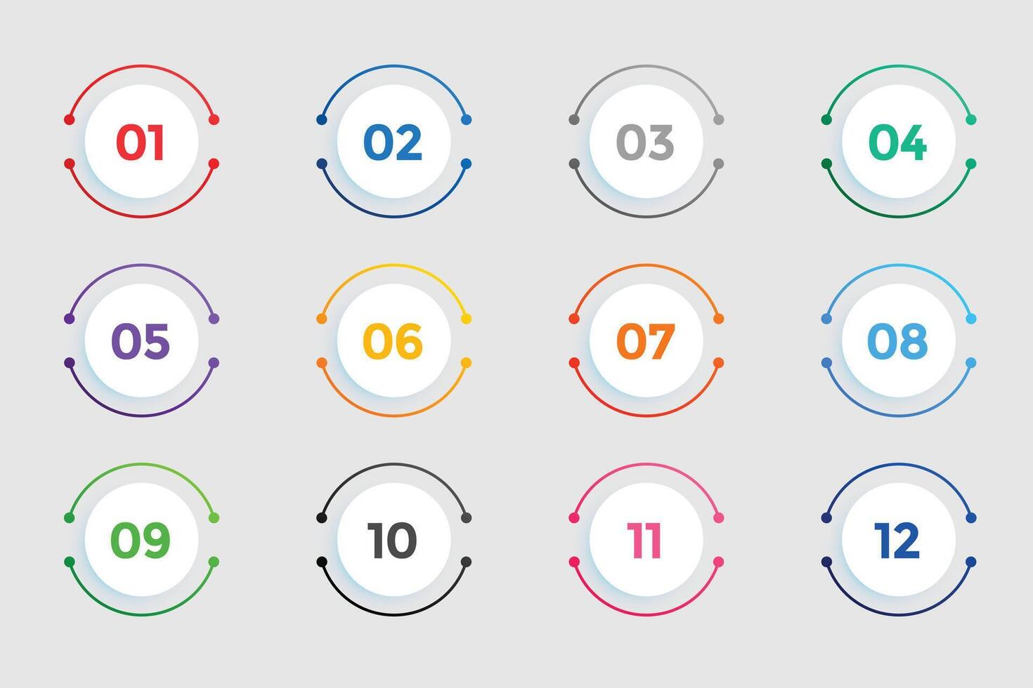 circular bala puntos números desde uno a doce vector