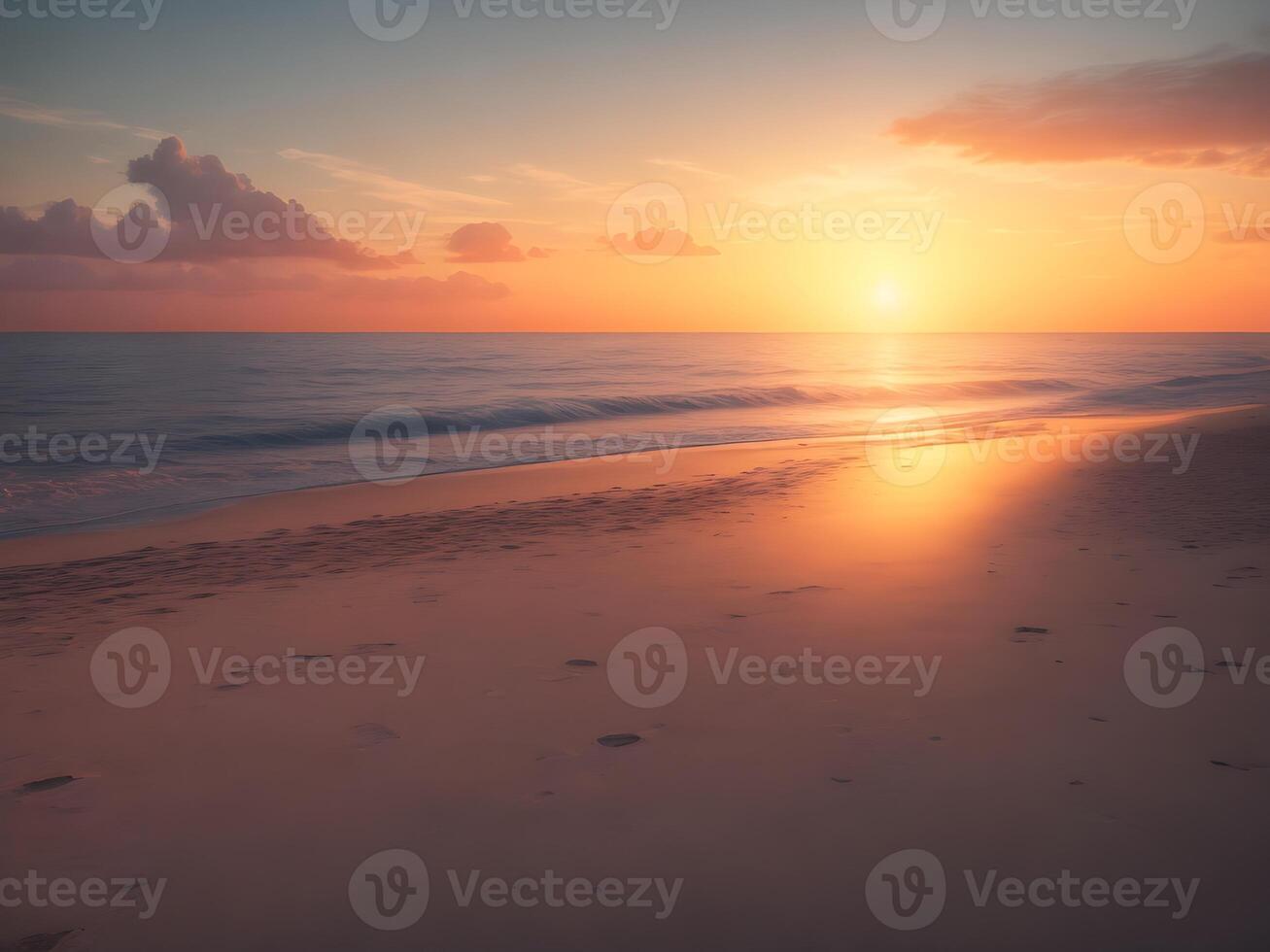 AI generated Sunset view from a sea beach photo