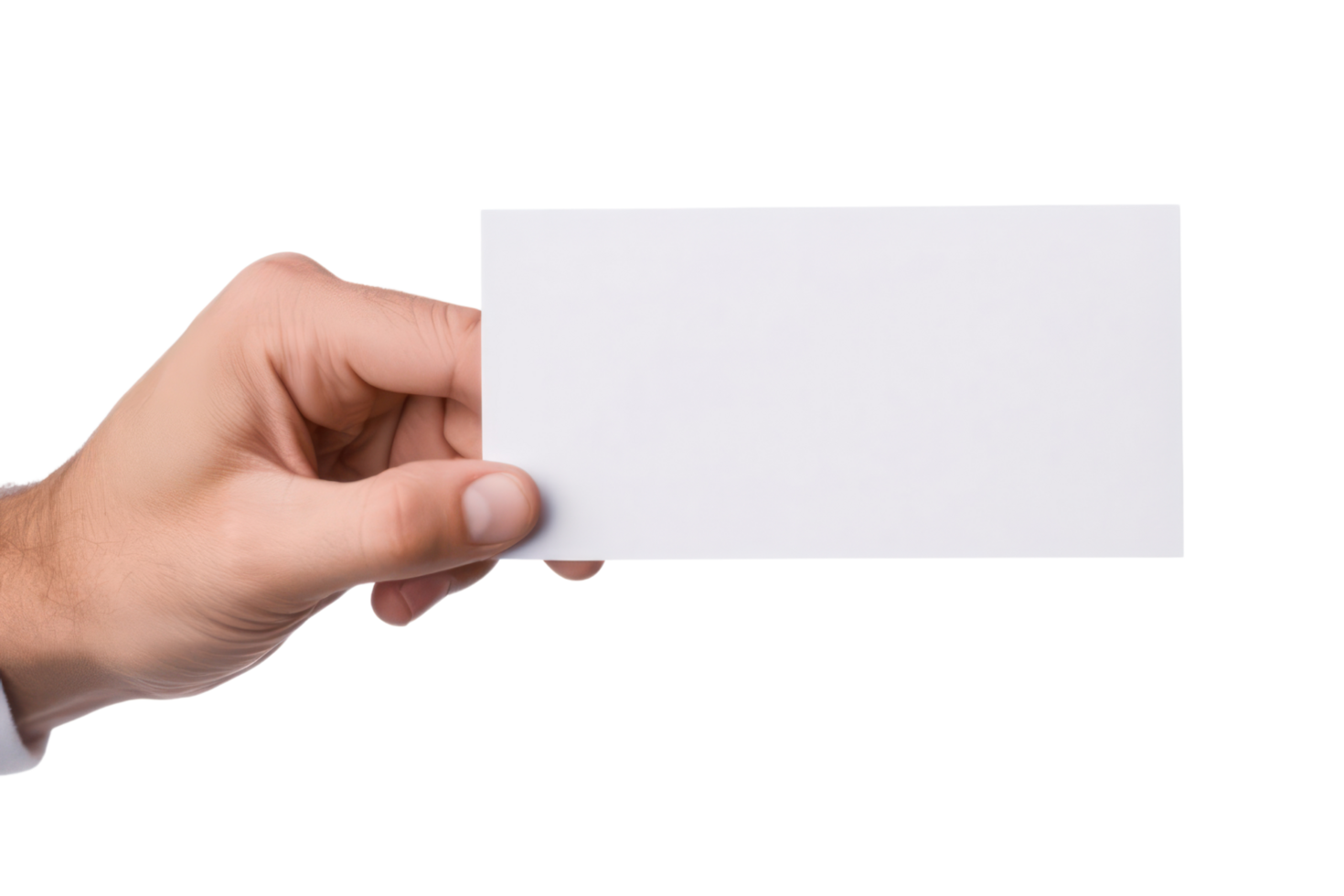 AI generated Close up hand men holding white paper blank for letter paper on transparent background. png