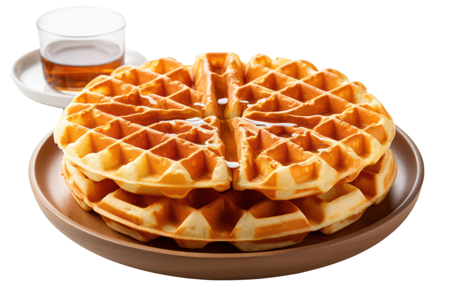 Freshly baked belgian waffles isolated on transparent background. png