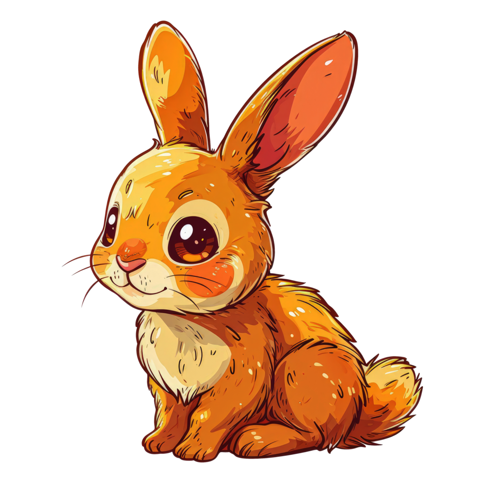 AI generated cartoon rabbit cute face sitting, png