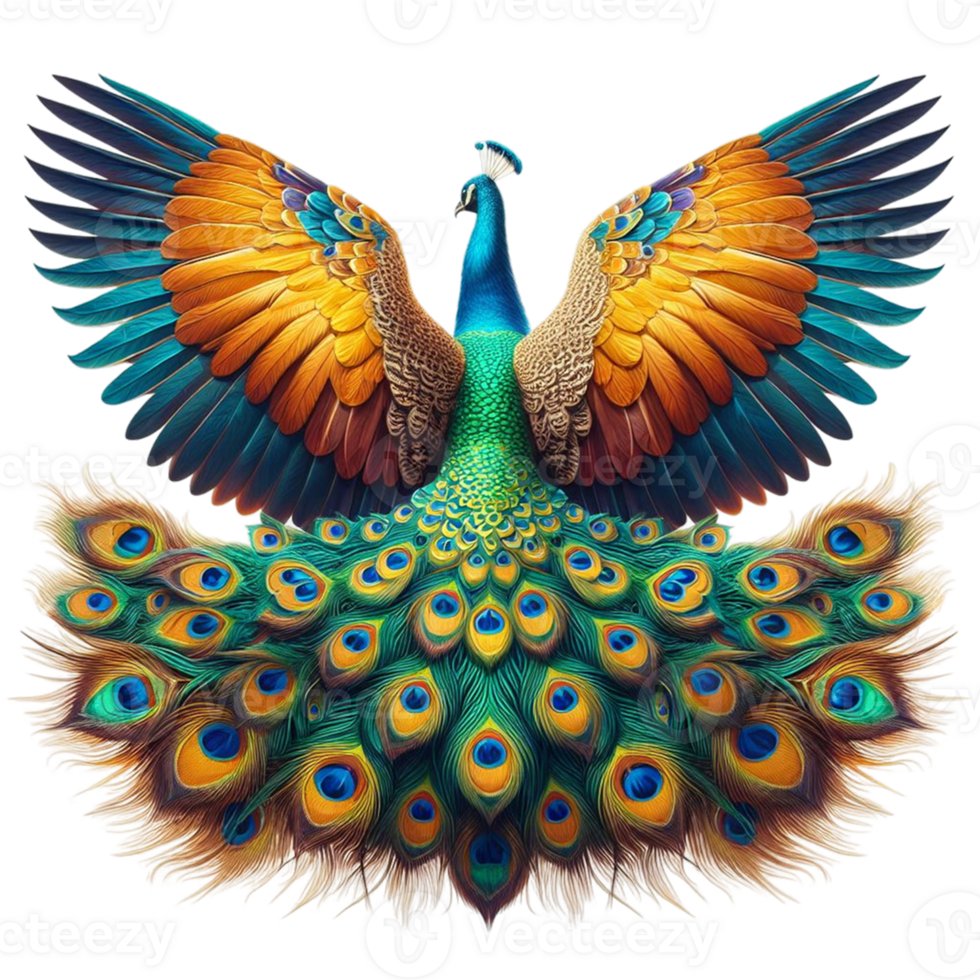 Peacock bird Back view transparent  background png