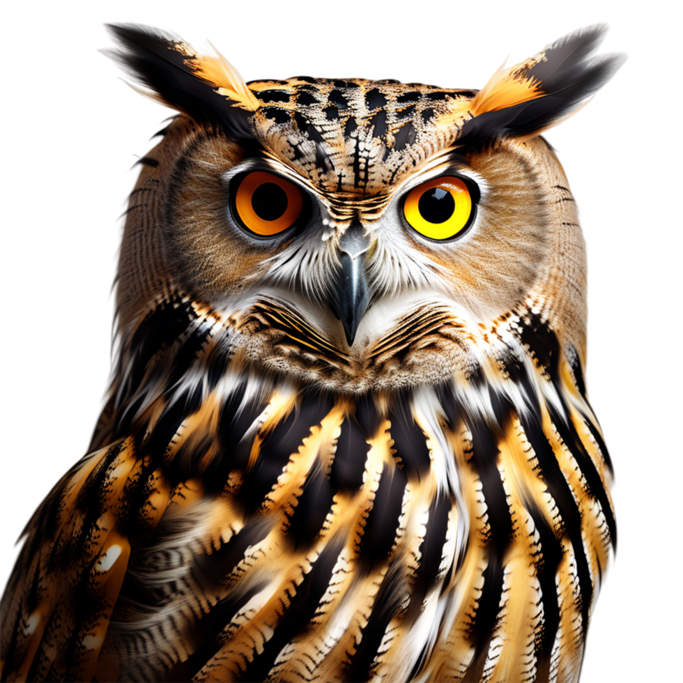 AI generated Owl sitting on the tree branch on transparent background png