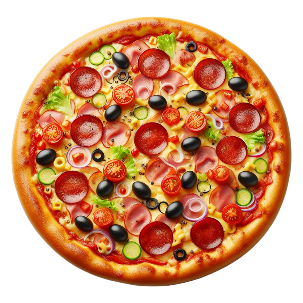 AI generated Tasty Hot Pizza Set Fall from Sky, Front View Restaurant Food png