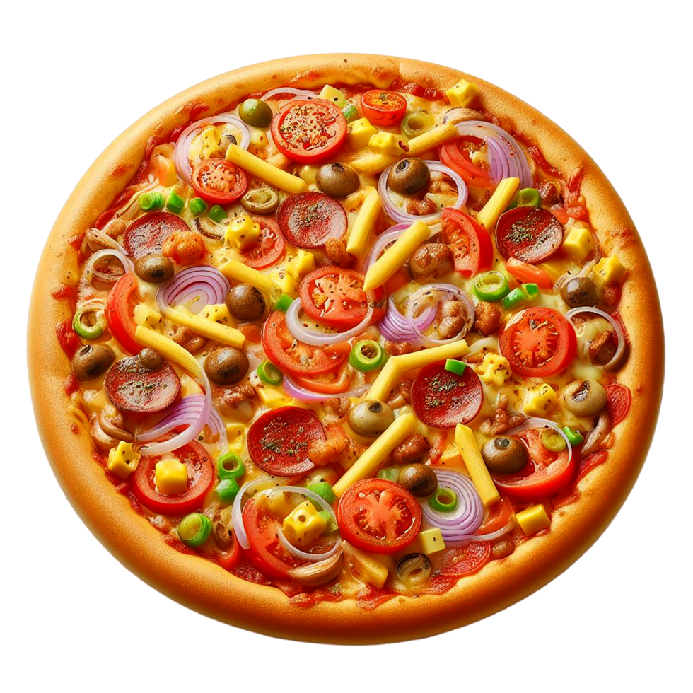 AI generated Tasty Hot Pizza Set Fall from Sky, Front View Restaurant Food png