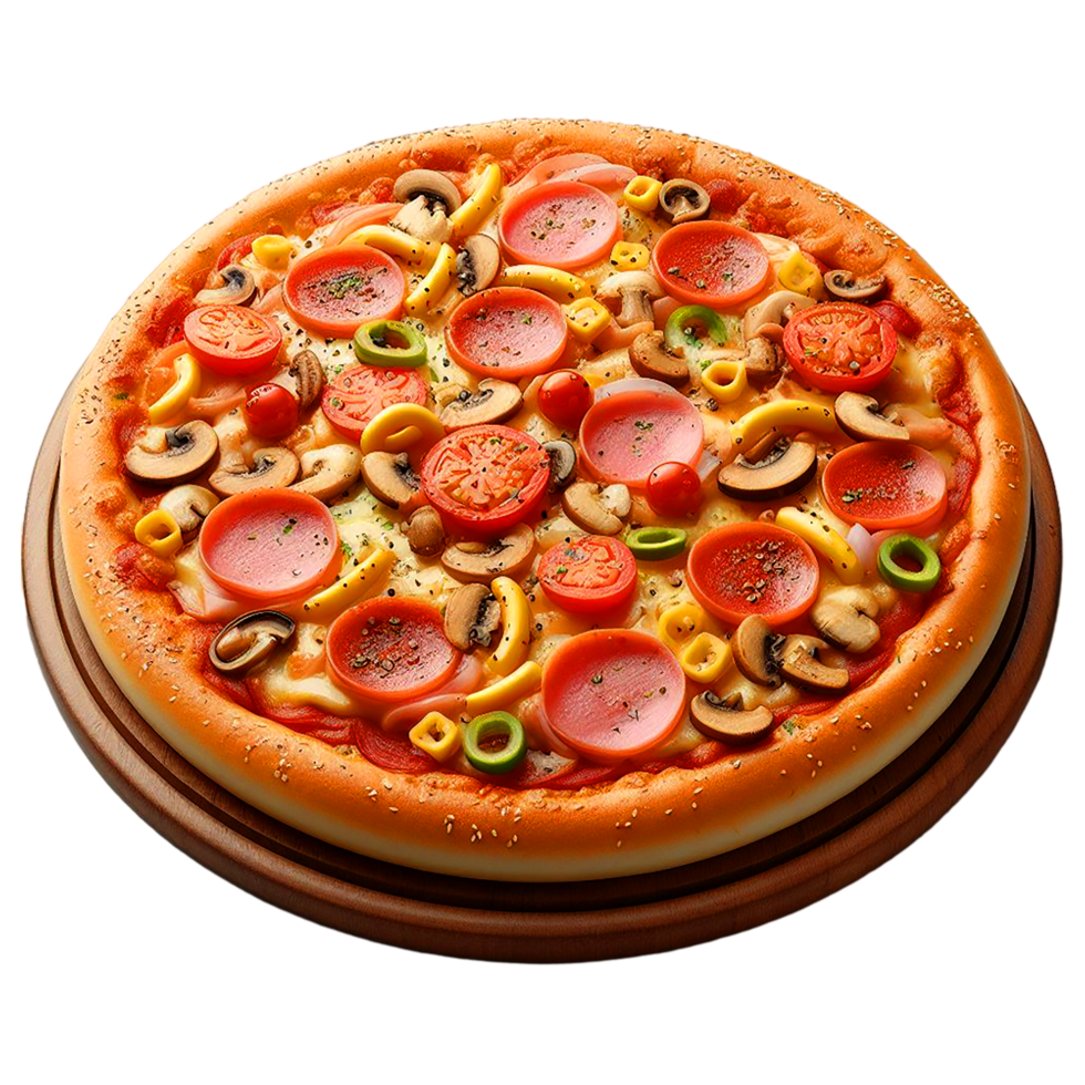AI generated Tasty Hot Pizza Set Fall from Sky, Front View Restaurant Food png