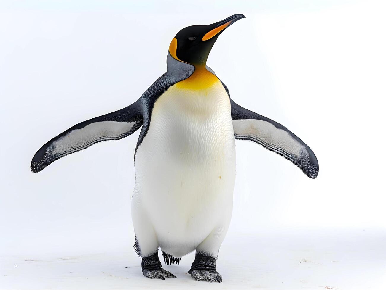 AI generated King penguin standing on a rock on the ice in Antarctica. photo