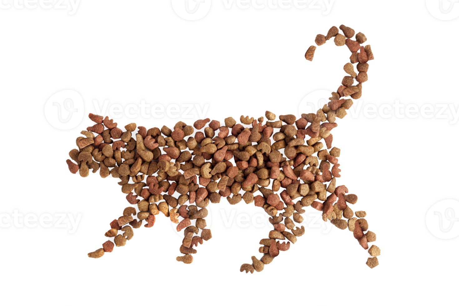 Food for cats in cat contour isolated on a transparent background png
