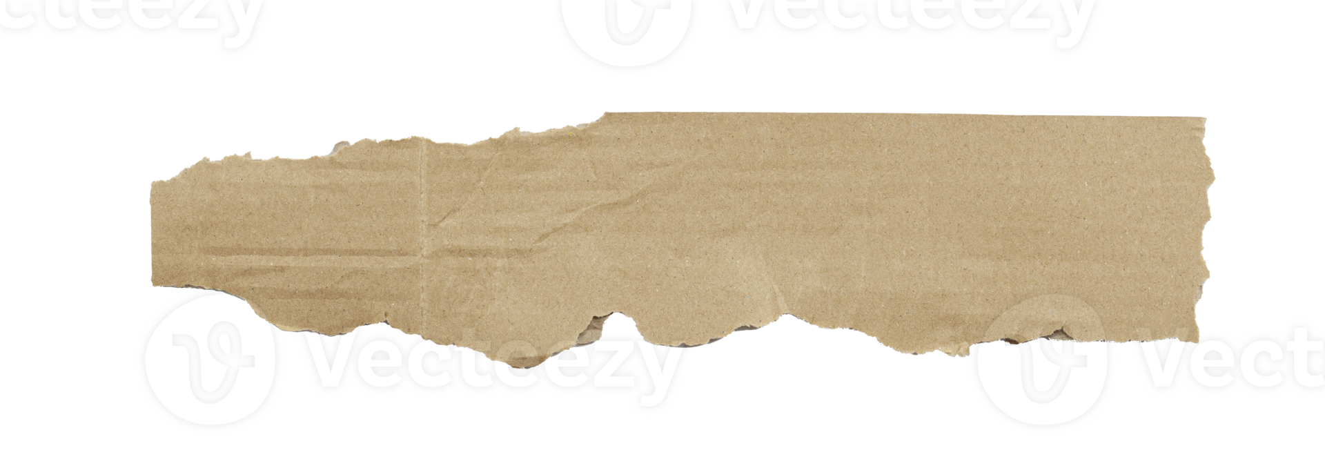 Kraft cardboard piece ripped edge. Isolated on a transparent background png