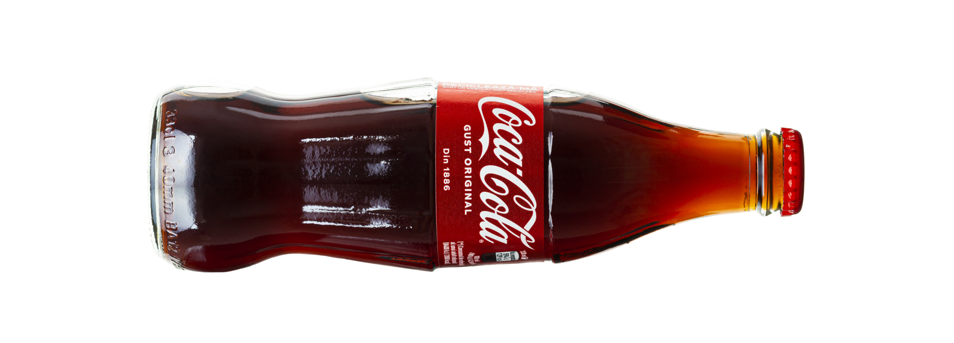 Glass bottle of Coca Cola drink on transparent background. png