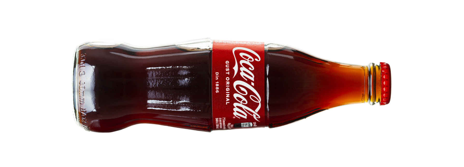 Glass bottle of Coca Cola drink on transparent background. png