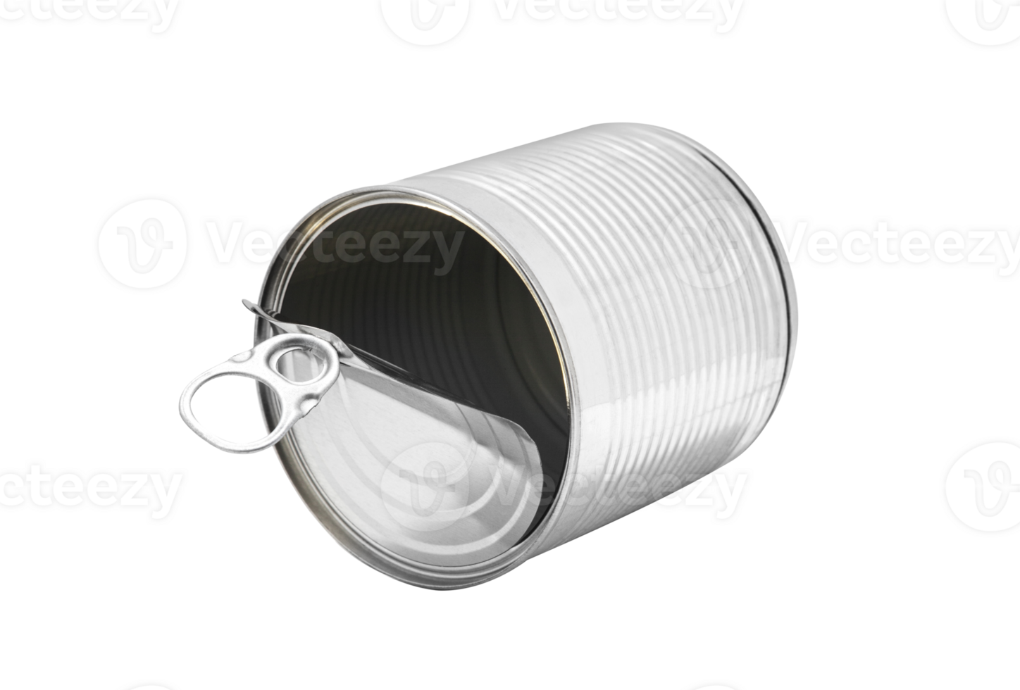 Open an empty tin can isolated on a transparent background png