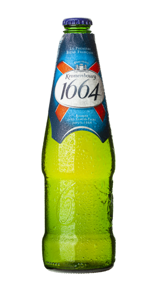 Cold bottle of Kronenbourg 1664 beer isolated on transparent background ...