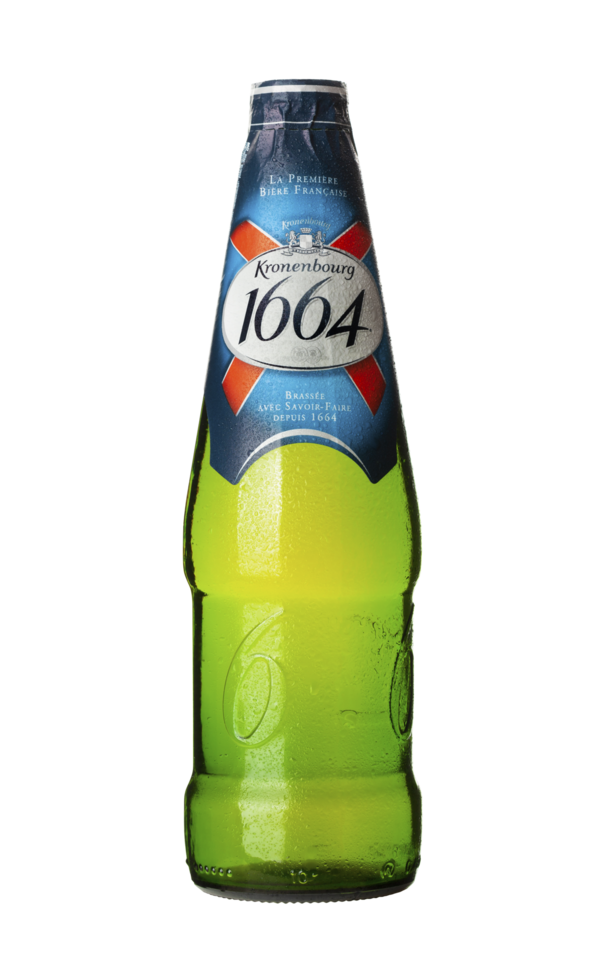 Cold bottle of Kronenbourg 1664 beer isolated on transparent background png