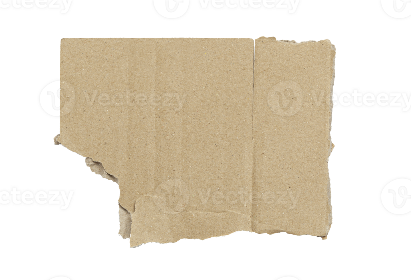 Kraft cardboard piece ripped edge. Isolated on a transparent background png