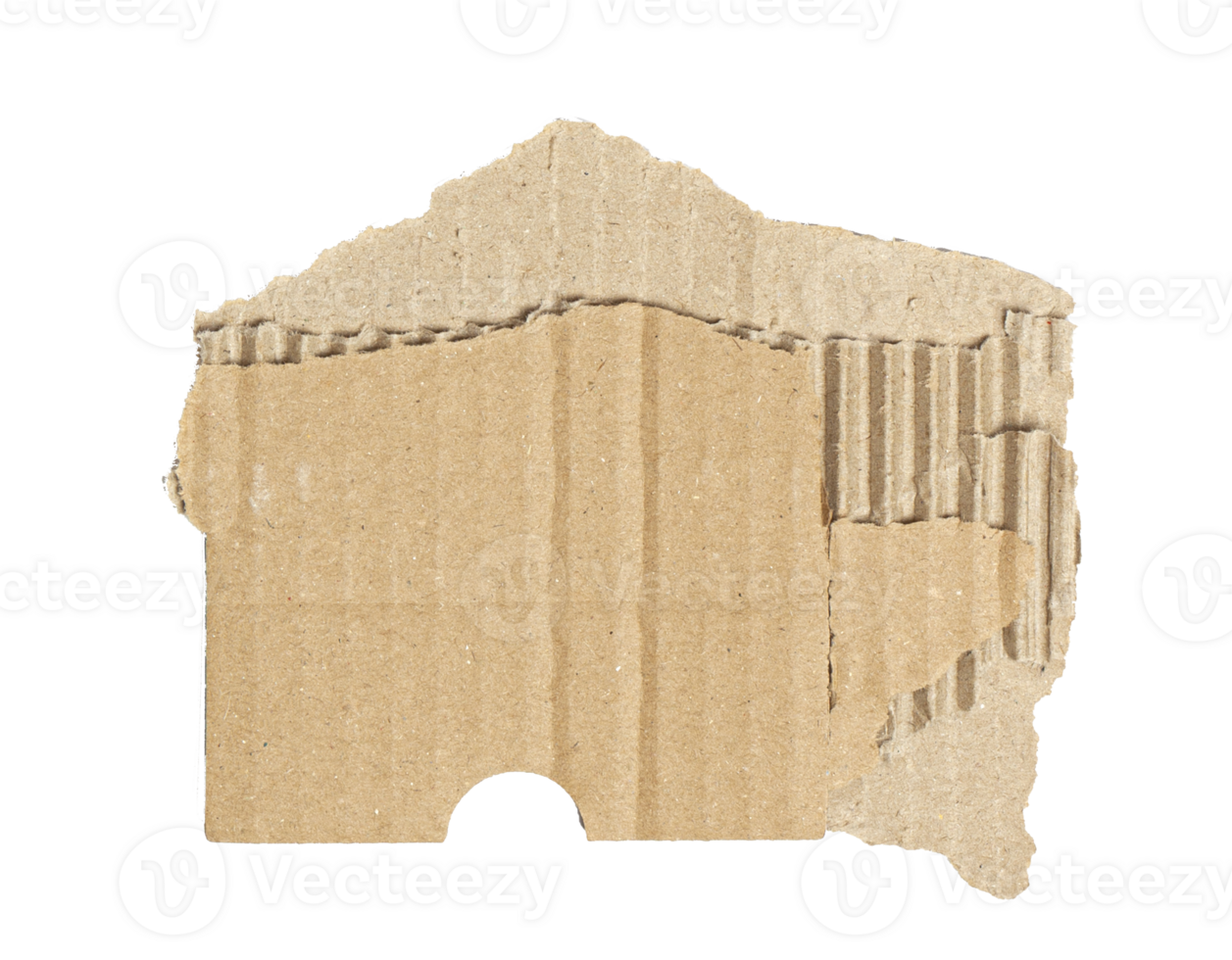 Kraft cardboard piece ripped edge. Isolated on a transparent background png