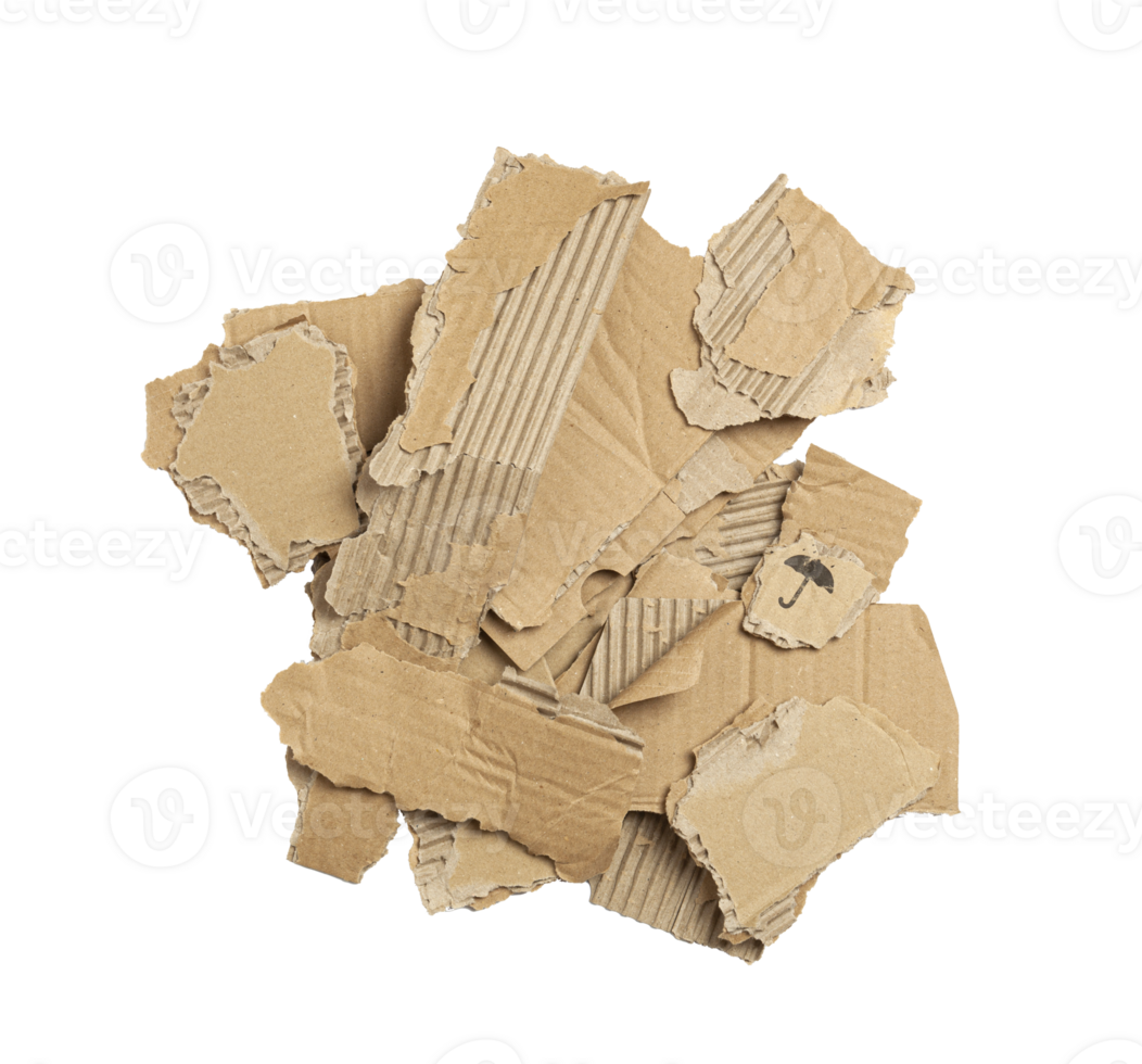 Cardboard scraps pile isolated on a transparent background png