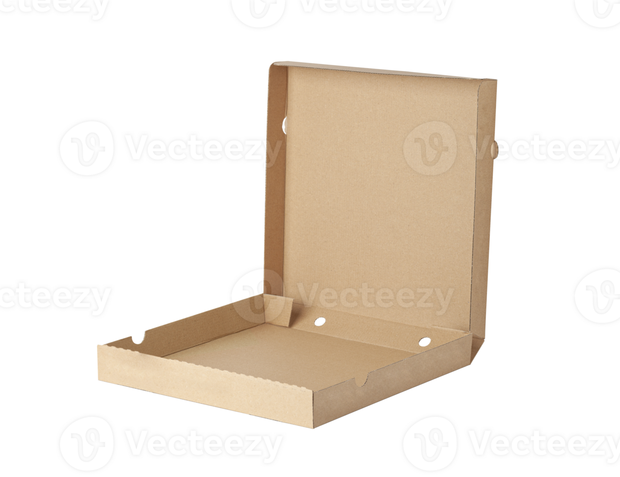 Blank brown open cardboard Pizza paper box isolated on a transparent background png