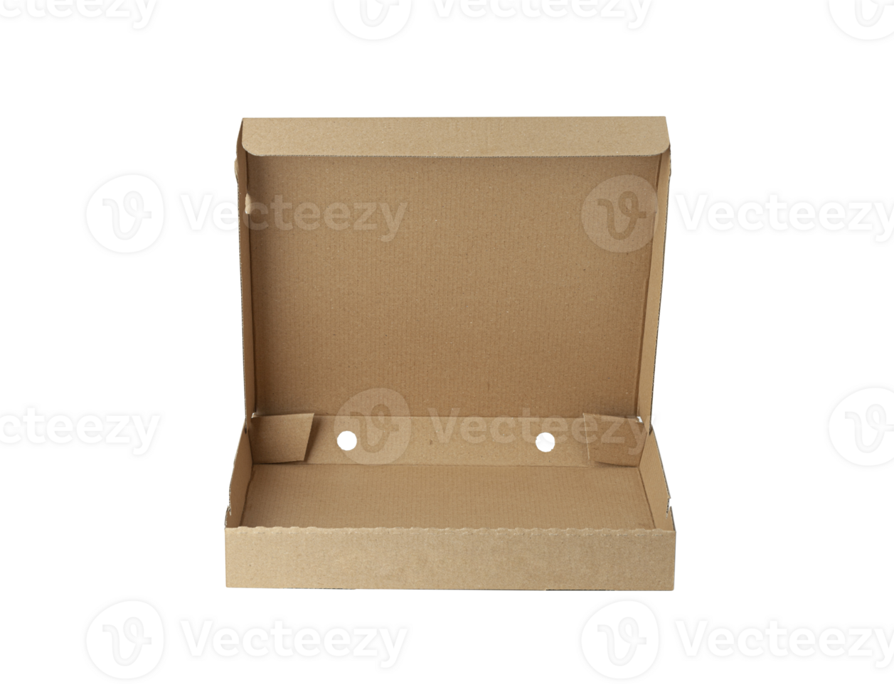 Blank brown open cardboard Pizza paper box isolated on a transparent background png