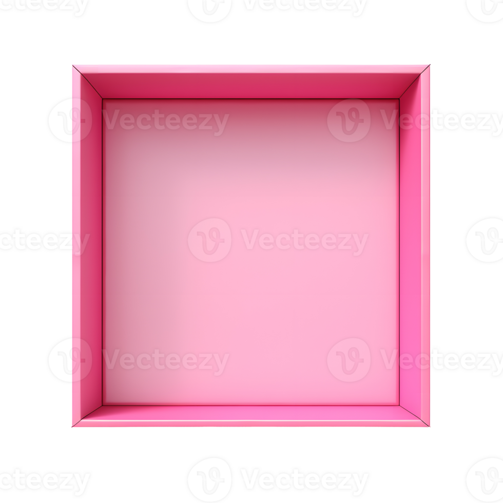 AI generated Top view of pink opened box with empty space for product display. Ready for mockup png