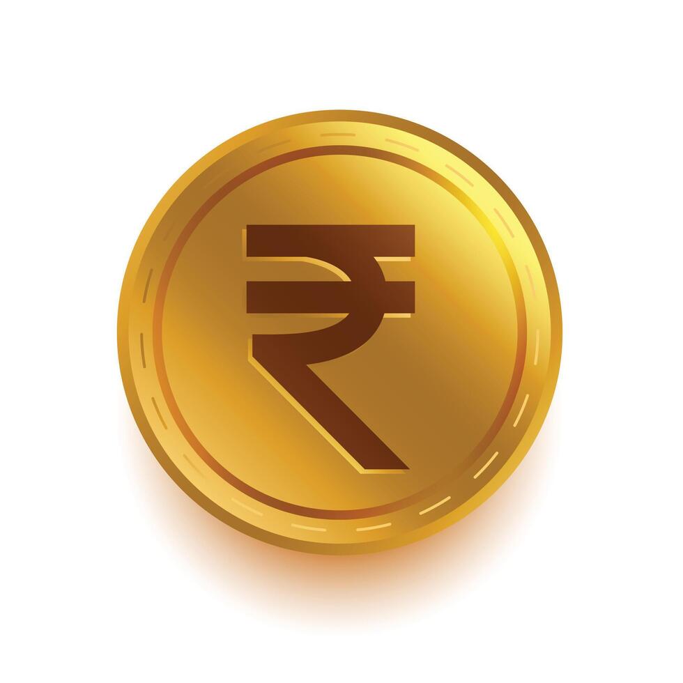 digital currency indian rupee symbol on golden coin vector