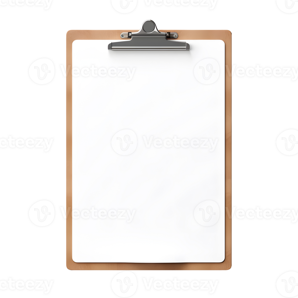 AI generated Top view of clean checklist or clipboard without background. Ready for mockup png