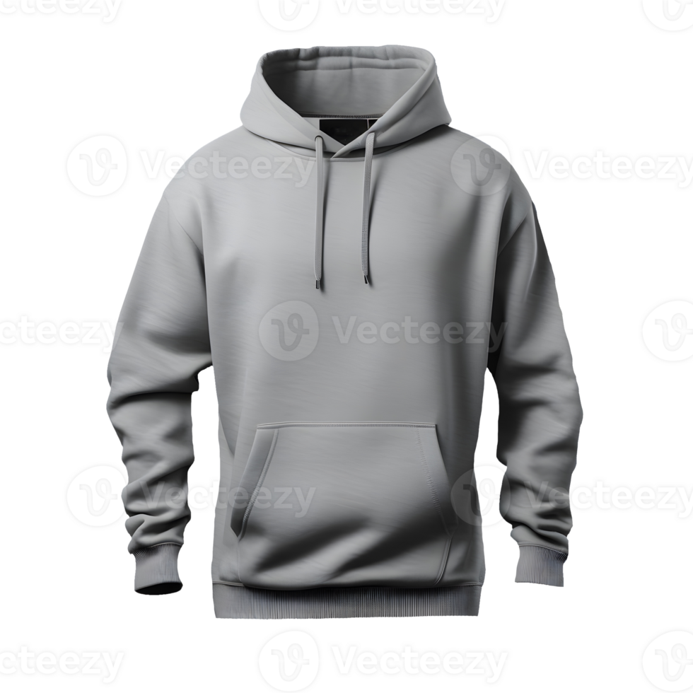 AI generated Photo of clean light gray hoodie without background. Template for mockup png