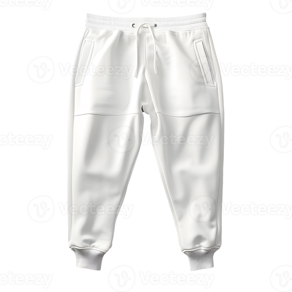 AI generated Photo of clean white jogger pants without background. Template for mockup png