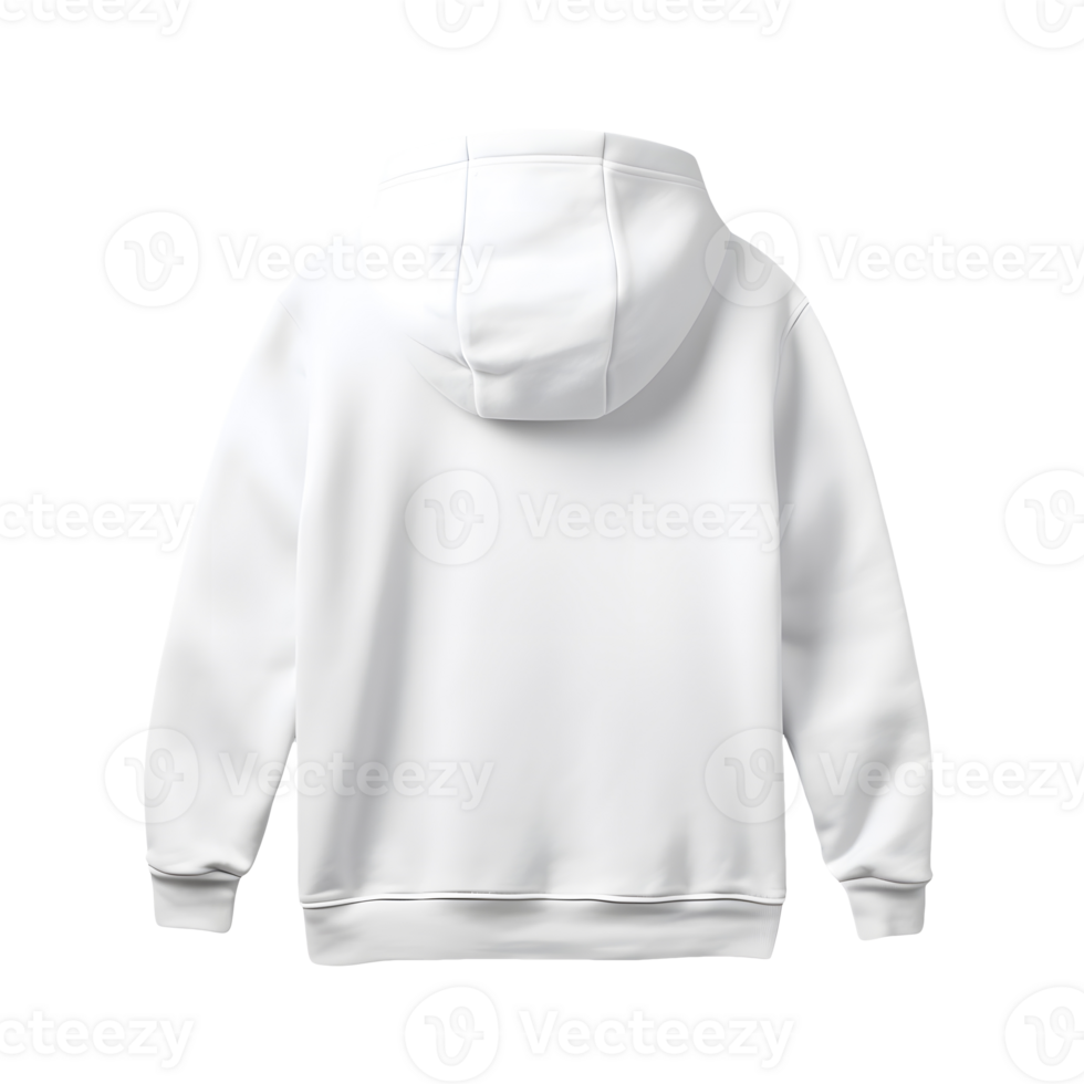 AI generated Photo rear or backside of clean white hoodie without background. Template for mockup png