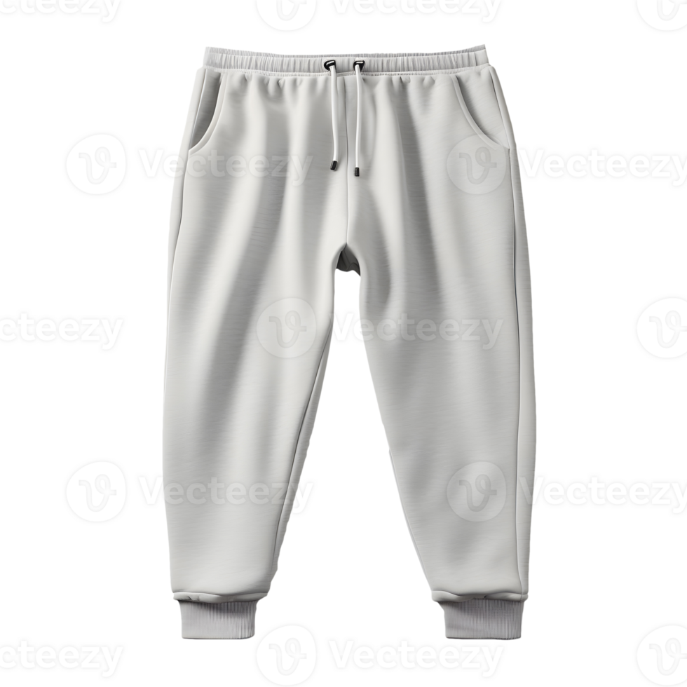 AI generated Photo of clean white jogger pants without background. Template for mockup png