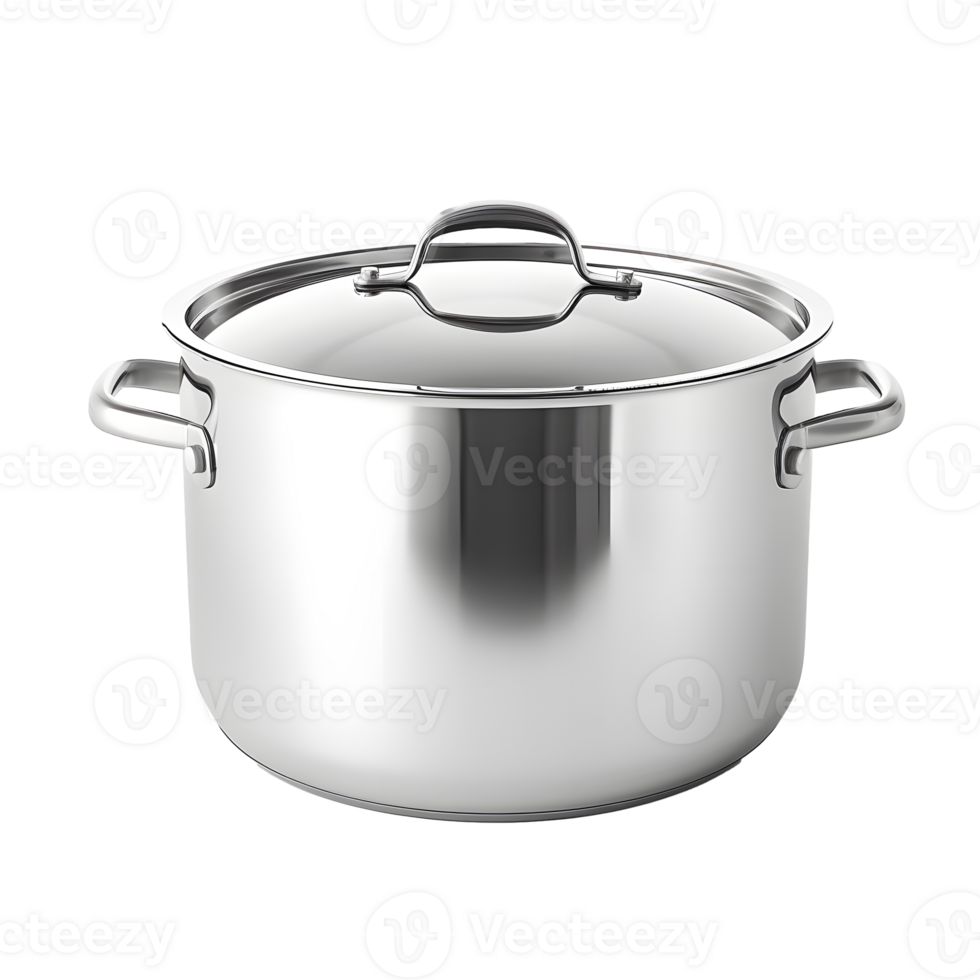 AI generated Large chrome pot with lid without background png