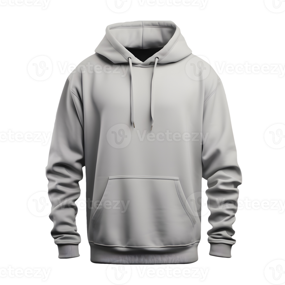 AI generated Photo of clean light gray hoodie without background. Template for mockup png